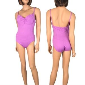 Mirella Ladies Purple Lavender Leotard Large Camisole Ruched Princess Seams